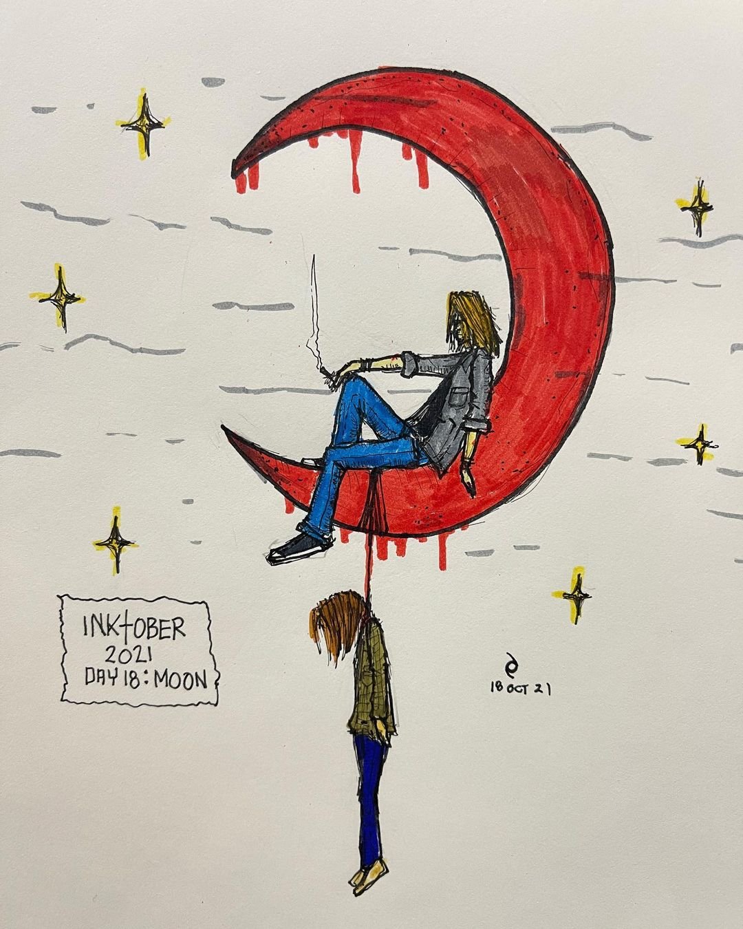 inktober - 2021 - Day 18 - Moon